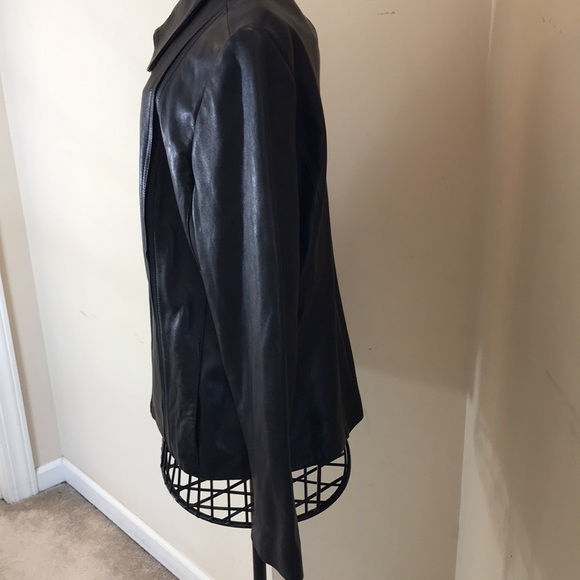 Preston & York Black Lamb Skin Leather Jacket with Zipper & Size Pockets Size L - Picture 4 of 8